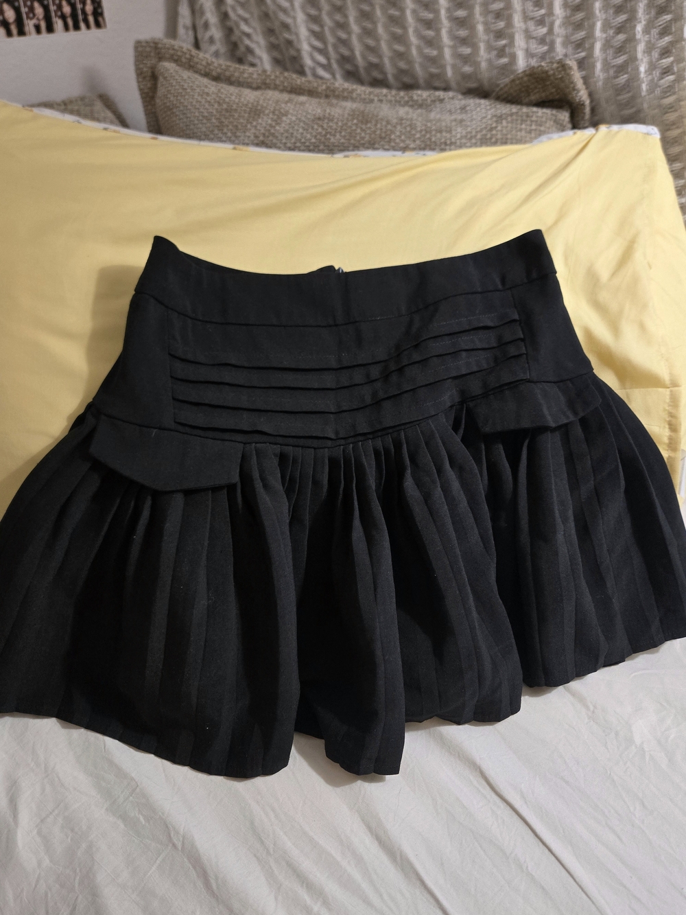 Black Pleated Mini Skirt for Women